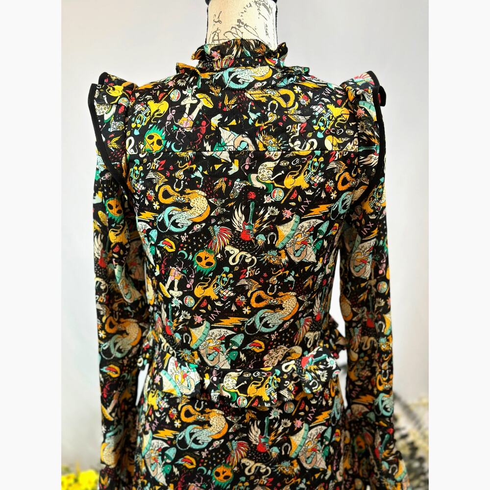 Zadig & Voltaire Rosier Circus Print Dress Midi Multi XS - Picture 16 of 16